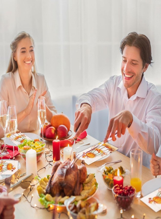 Quera ​Quera 100 Pcs Thanksgiving Guest Napkins Pumpkins Paper Napkins Autumn Disposable Dinner Napkins Paper Hand Towels for Kitchen Fall Harvest Party Dinners or Events​ Decorations - Image 5
